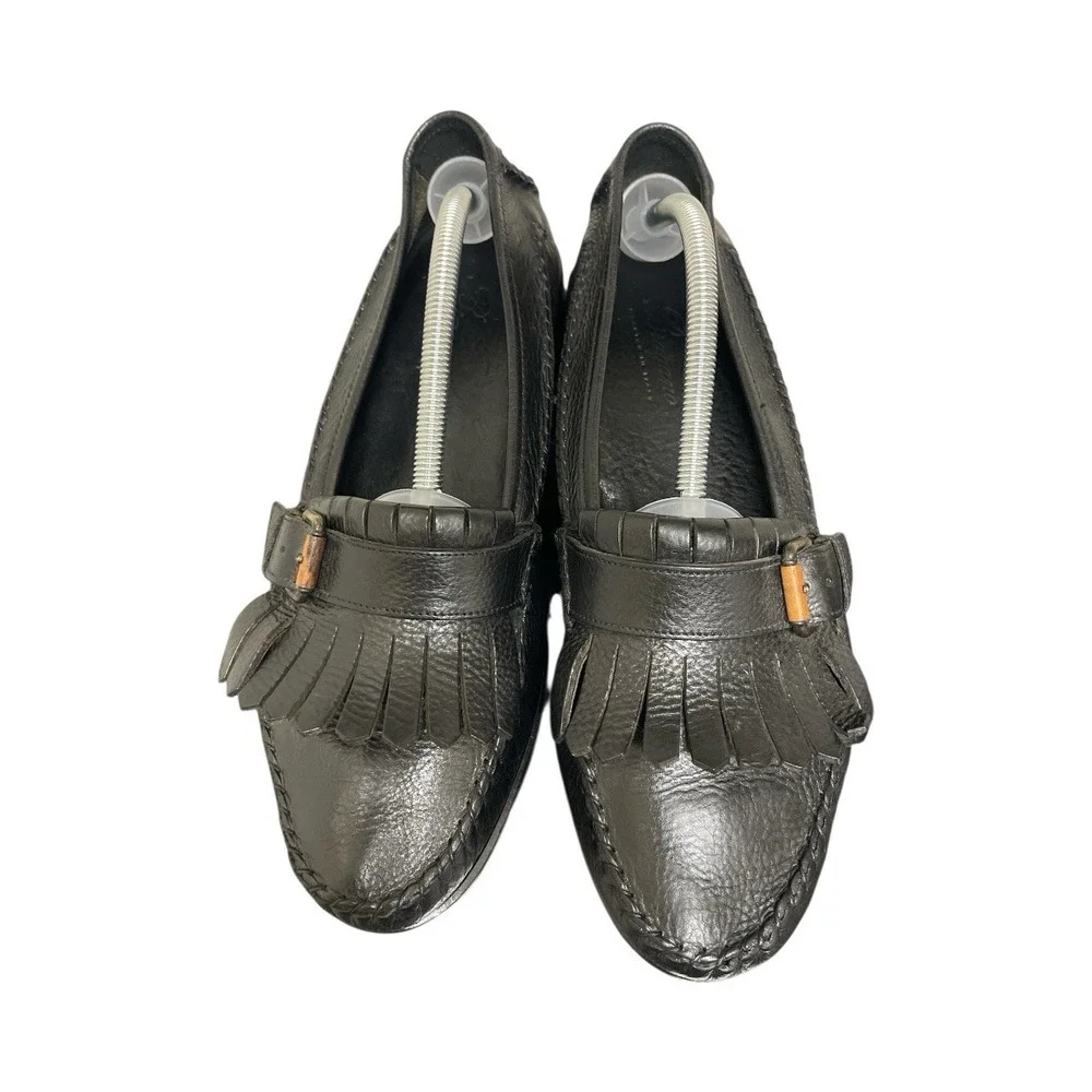 Vtg Bragano Cole Haan Loafer Men's 11 Black Leather Tassel Slip On Shoes Italy